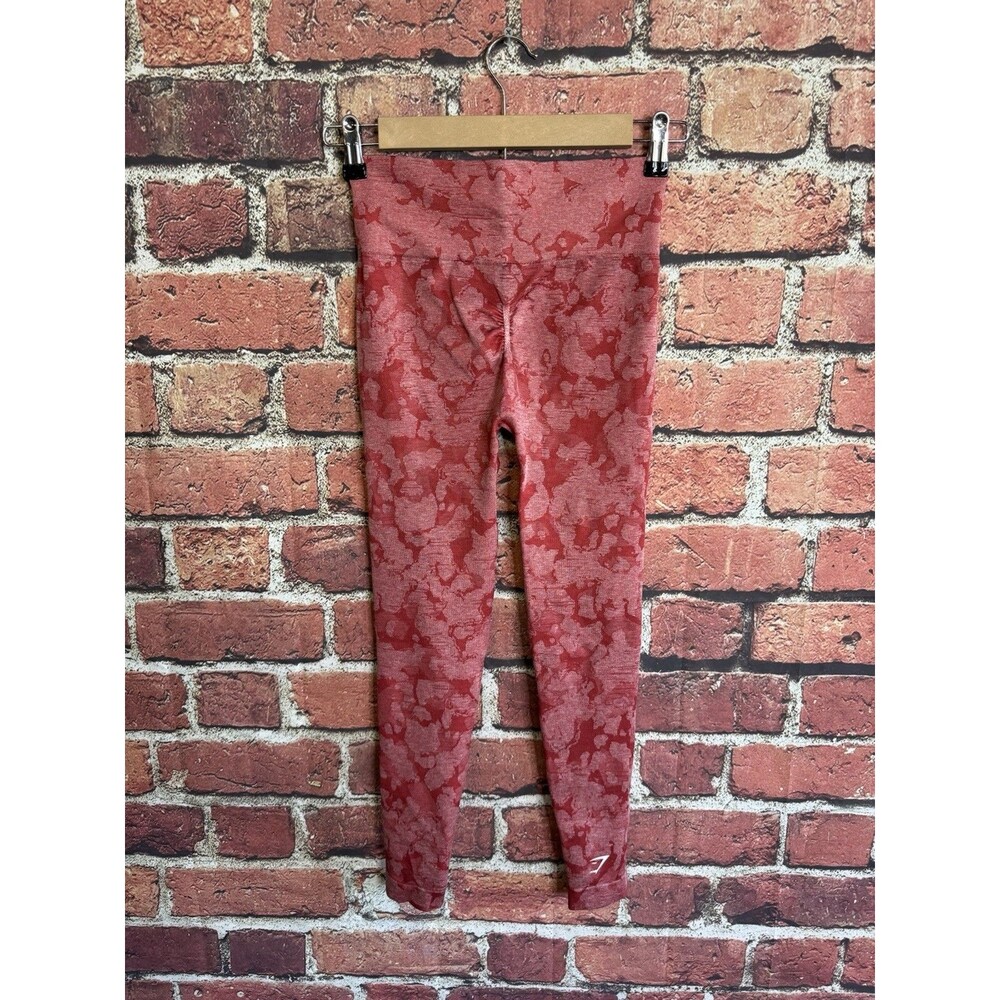 Gymshark Womens Red Cropped Athletic Leggings Size Small Pullon - Picture 2 of 5